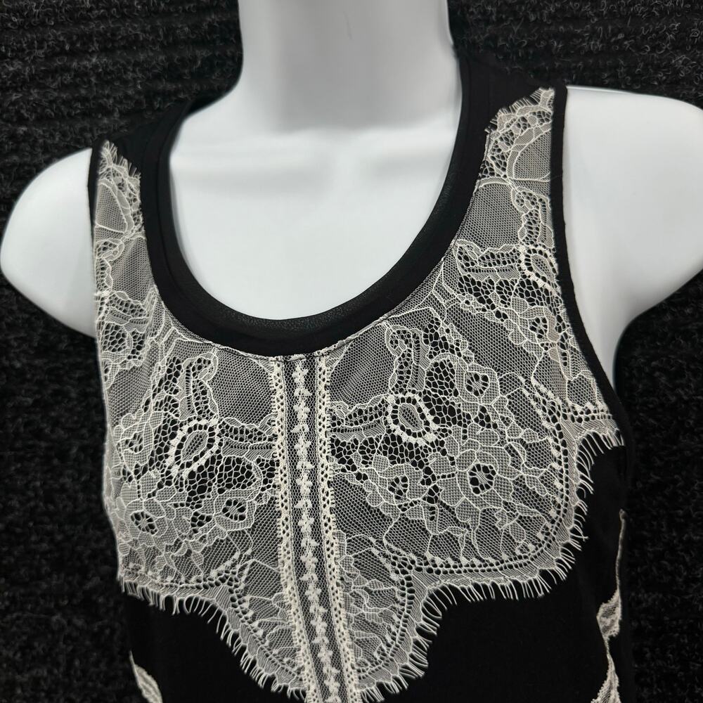 Karen Millen White Lace Tank Top Size 2 Romantic Sheer Black - Picture 10 of 10